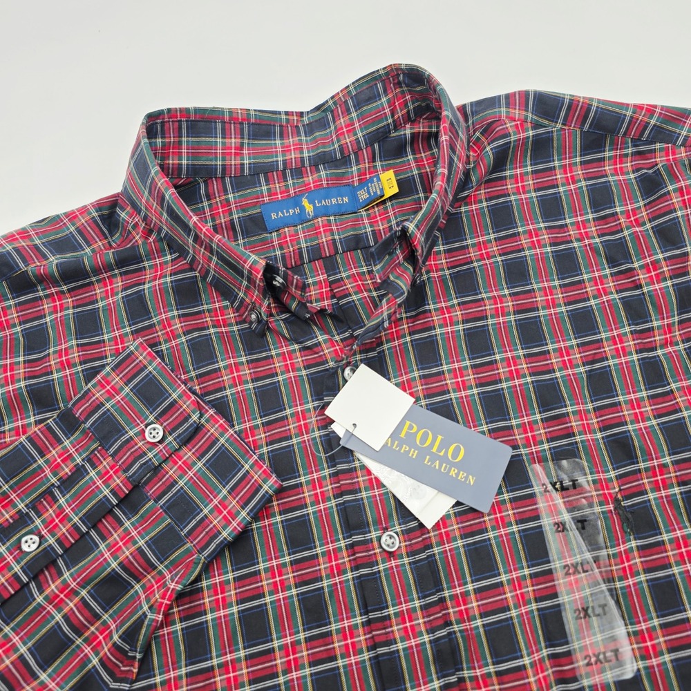 Polo Ralph Lauren Shirt 2XLT Holiday Heritage Multi Plaid Cotton Button Down NWT